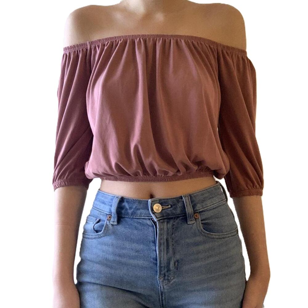 PacSun LA Hearts Off Shoulder Crop Top Rust Size S